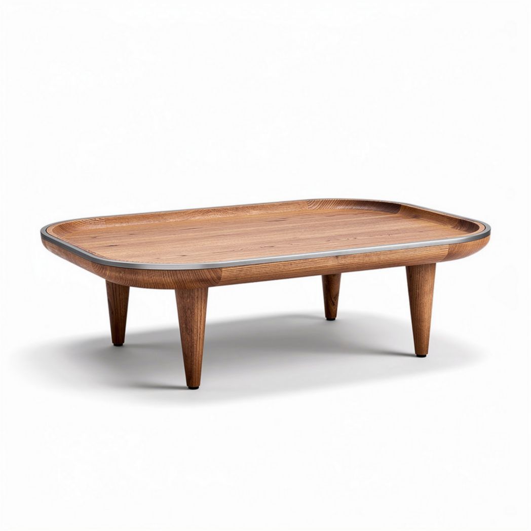 Houten salontafel met een afmeting van 90 x 60 x 18cm en afgeronde randen