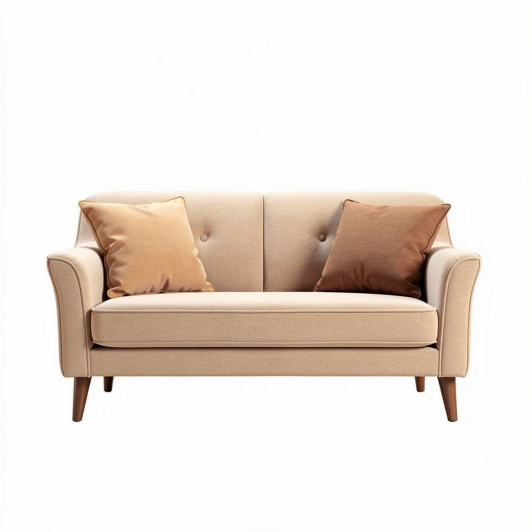 Sofa met gekleurde kussens van stof 180 x 85 x 75cm beige en bruin