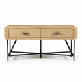 houten console tafel met 2 lades en metalen onderstel 120 x 40 x 75cm