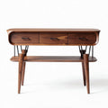 Houten console tafel met lades en onderplank 70 x 40 x 75cm bruin