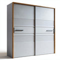Kast met schuifdeuren van betonlook en houten afwerking 200 x 200 x 60cm