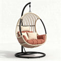 Hangstoel van rattan met kussens in terracotta 100 x 100 x 150cm