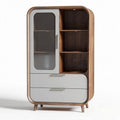 Bureauboekenkast met glazen deur en houten planken 80 x 40 x 120cm
