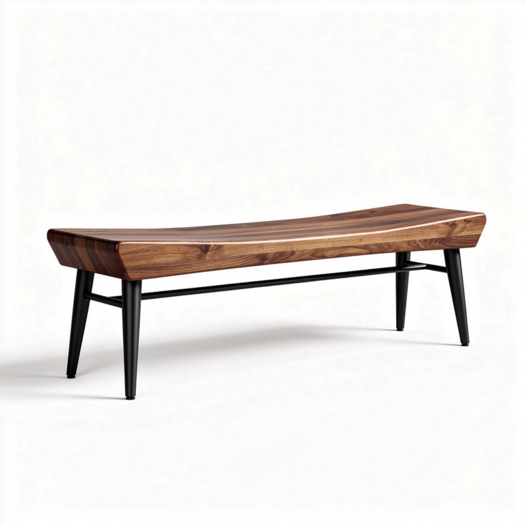 Houten bank van acaciahout met metalen onderstel 150 x 40 x 45cm