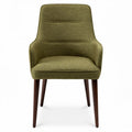 Groene stoffen eetkamerstoel met houten poten 50 x 50 x 85cm